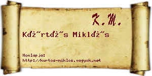 Kürtös Miklós névjegykártya